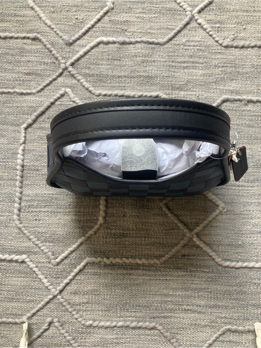 Last Chance!!! COACHTOPIA Woven Checker Hobo Shoulder Bag in Dark Blue & Black - Picture 5 of 15